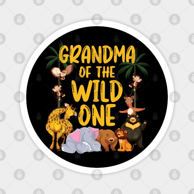 Grandma Of The Wild One Zoo Birthday Safari Jungle Animal Magnet by badCasperTess